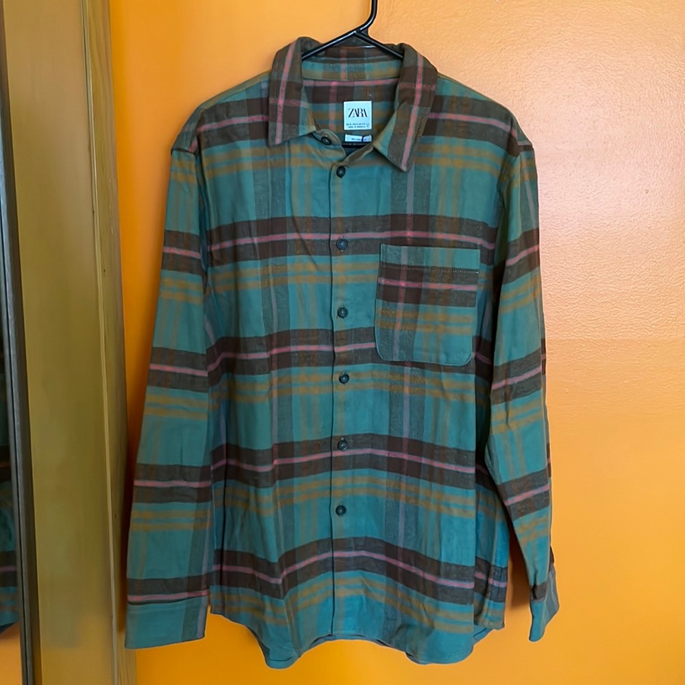 BNWT Zara Plaid Button Down Size XL
